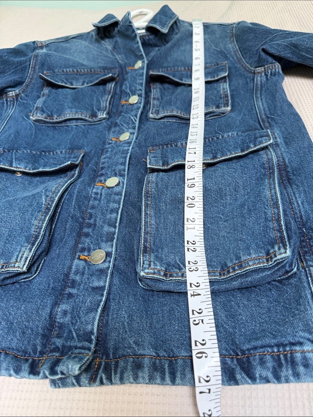 Anine Bing sz S 100% Cotton Denim Chore Barn ALDEN Jean Jacket silver hardware - Picture 9 of 12